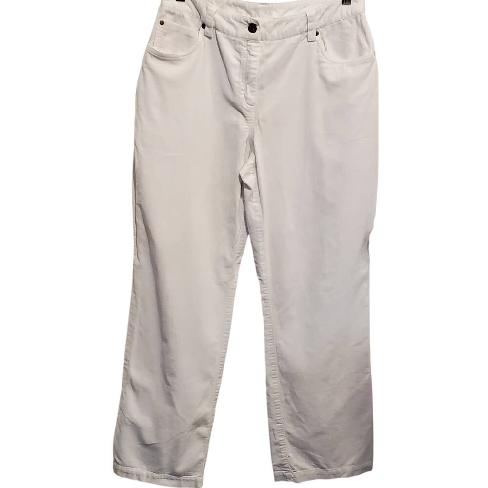 Rafaella White Corduroy Flare Baggy High Rise Pants Size 8